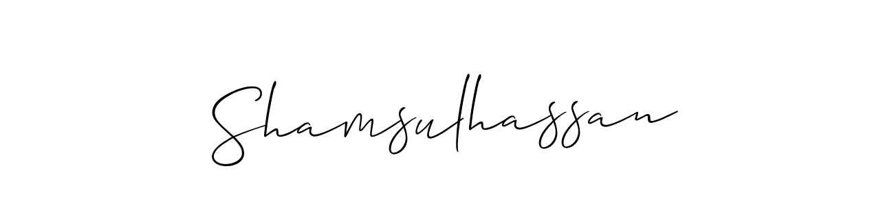 Make a short Shamsulhassan signature style. Manage your documents anywhere anytime using Allison_Script. Create and add eSignatures, submit forms, share and send files easily. Shamsulhassan signature style 2 images and pictures png