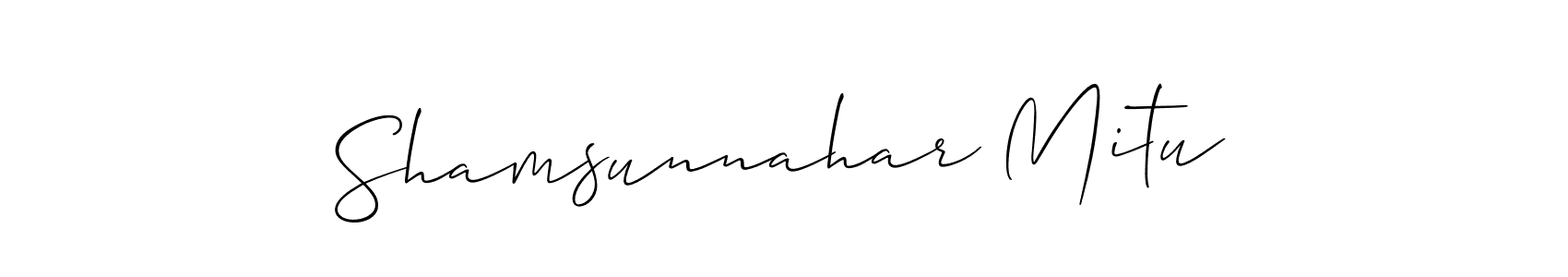 Similarly Allison_Script is the best handwritten signature design. Signature creator online .You can use it as an online autograph creator for name Shamsunnahar Mitu. Shamsunnahar Mitu signature style 2 images and pictures png