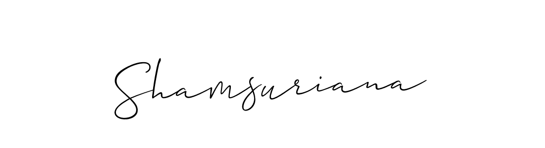 Also You can easily find your signature by using the search form. We will create Shamsuriana name handwritten signature images for you free of cost using Allison_Script sign style. Shamsuriana signature style 2 images and pictures png
