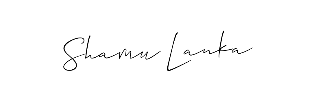 How to Draw Shamu Lanka signature style? Allison_Script is a latest design signature styles for name Shamu Lanka. Shamu Lanka signature style 2 images and pictures png