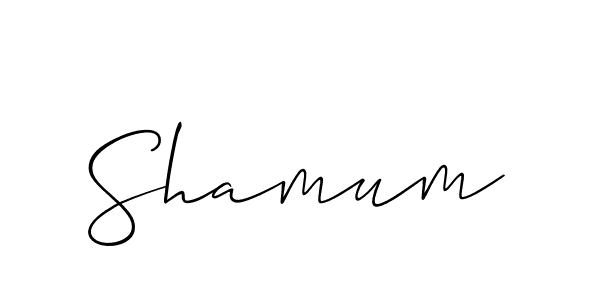 Design your own signature with our free online signature maker. With this signature software, you can create a handwritten (Allison_Script) signature for name Shamum. Shamum signature style 2 images and pictures png