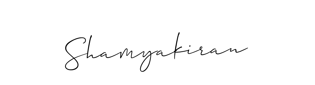 The best way (Allison_Script) to make a short signature is to pick only two or three words in your name. The name Shamyakiran include a total of six letters. For converting this name. Shamyakiran signature style 2 images and pictures png