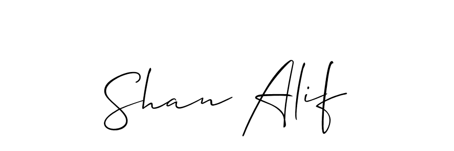 Use a signature maker to create a handwritten signature online. With this signature software, you can design (Allison_Script) your own signature for name Shan Alif. Shan Alif signature style 2 images and pictures png