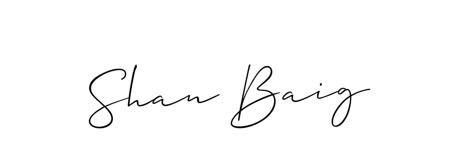 Make a beautiful signature design for name Shan Baig. With this signature (Allison_Script) style, you can create a handwritten signature for free. Shan Baig signature style 2 images and pictures png