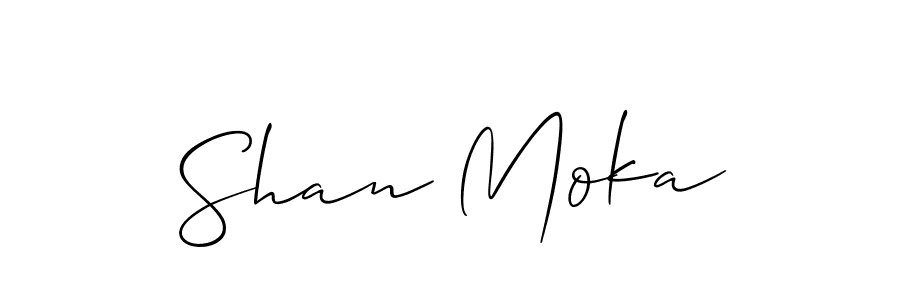 The best way (Allison_Script) to make a short signature is to pick only two or three words in your name. The name Shan Moka include a total of six letters. For converting this name. Shan Moka signature style 2 images and pictures png