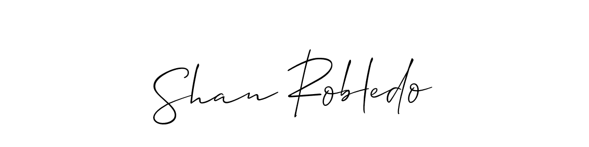 The best way (Allison_Script) to make a short signature is to pick only two or three words in your name. The name Shan Robledo include a total of six letters. For converting this name. Shan Robledo signature style 2 images and pictures png