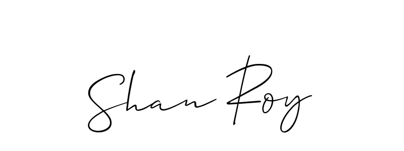 The best way (Allison_Script) to make a short signature is to pick only two or three words in your name. The name Shan Roy include a total of six letters. For converting this name. Shan Roy signature style 2 images and pictures png