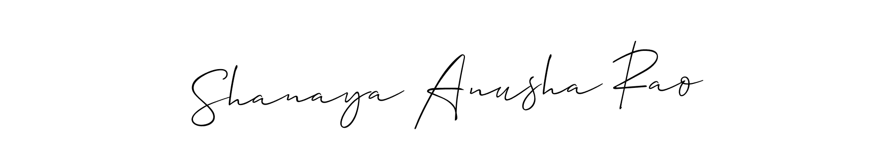 Allison_Script is a professional signature style that is perfect for those who want to add a touch of class to their signature. It is also a great choice for those who want to make their signature more unique. Get Shanaya Anusha Rao name to fancy signature for free. Shanaya Anusha Rao signature style 2 images and pictures png