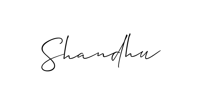 Design your own signature with our free online signature maker. With this signature software, you can create a handwritten (Allison_Script) signature for name Shandhu. Shandhu signature style 2 images and pictures png