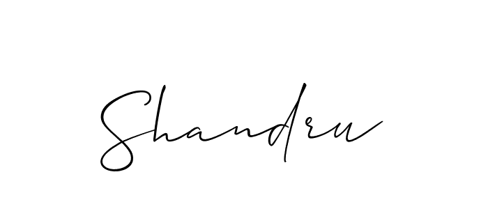 Make a beautiful signature design for name Shandru. With this signature (Allison_Script) style, you can create a handwritten signature for free. Shandru signature style 2 images and pictures png