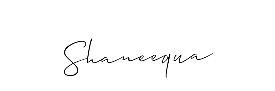 Design your own signature with our free online signature maker. With this signature software, you can create a handwritten (Allison_Script) signature for name Shaneequa. Shaneequa signature style 2 images and pictures png