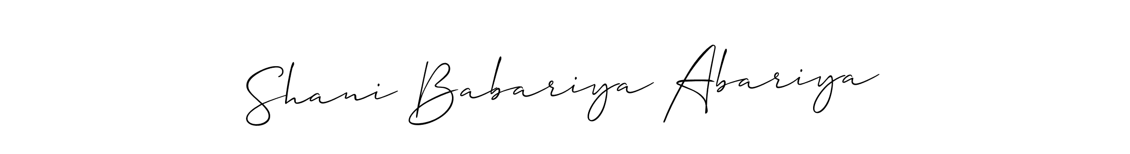 Also You can easily find your signature by using the search form. We will create Shani Babariya Abariya name handwritten signature images for you free of cost using Allison_Script sign style. Shani Babariya Abariya signature style 2 images and pictures png