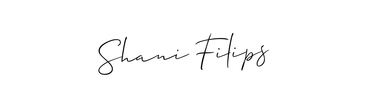 How to make Shani Filips name signature. Use Allison_Script style for creating short signs online. This is the latest handwritten sign. Shani Filips signature style 2 images and pictures png