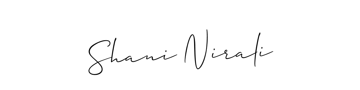 Also You can easily find your signature by using the search form. We will create Shani Nirali name handwritten signature images for you free of cost using Allison_Script sign style. Shani Nirali signature style 2 images and pictures png