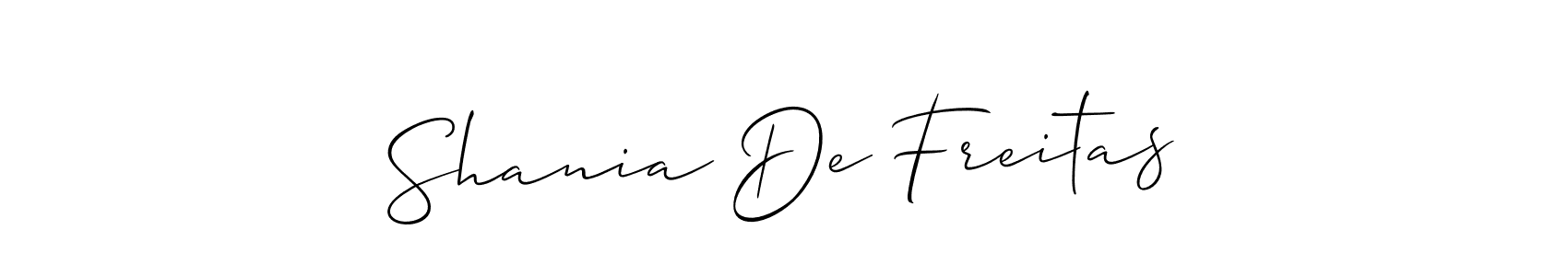 Also we have Shania De Freitas name is the best signature style. Create professional handwritten signature collection using Allison_Script autograph style. Shania De Freitas signature style 2 images and pictures png