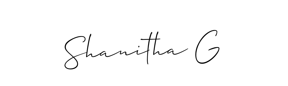 Allison_Script is a professional signature style that is perfect for those who want to add a touch of class to their signature. It is also a great choice for those who want to make their signature more unique. Get Shanitha G name to fancy signature for free. Shanitha G signature style 2 images and pictures png