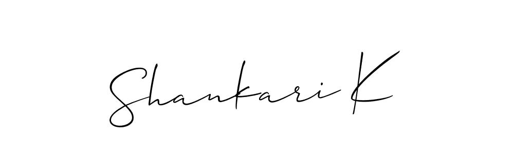 You should practise on your own different ways (Allison_Script) to write your name (Shankari K) in signature. don't let someone else do it for you. Shankari K signature style 2 images and pictures png