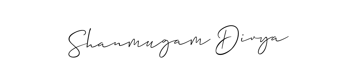 How to make Shanmugam Divya name signature. Use Allison_Script style for creating short signs online. This is the latest handwritten sign. Shanmugam Divya signature style 2 images and pictures png