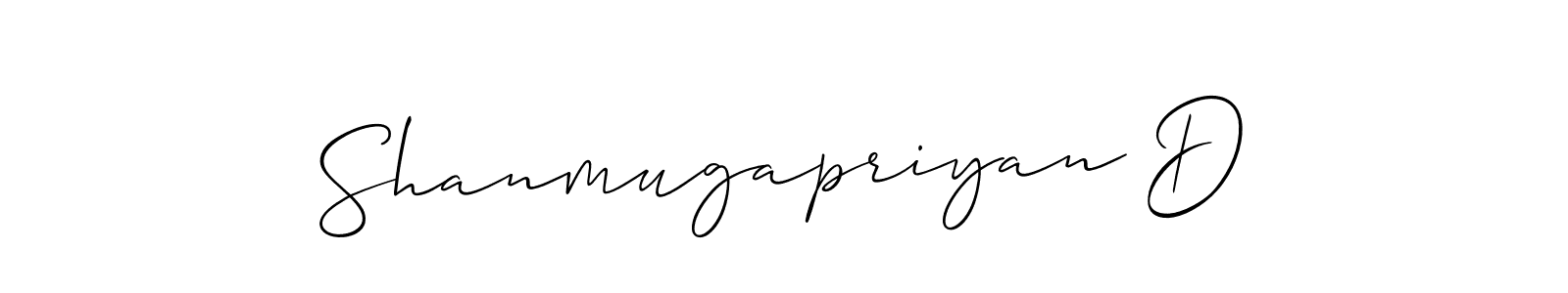 It looks lik you need a new signature style for name Shanmugapriyan D. Design unique handwritten (Allison_Script) signature with our free signature maker in just a few clicks. Shanmugapriyan D signature style 2 images and pictures png