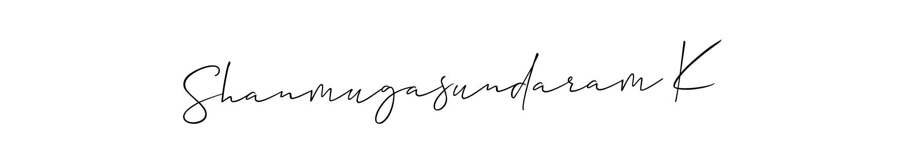 Use a signature maker to create a handwritten signature online. With this signature software, you can design (Allison_Script) your own signature for name Shanmugasundaram K. Shanmugasundaram K signature style 2 images and pictures png