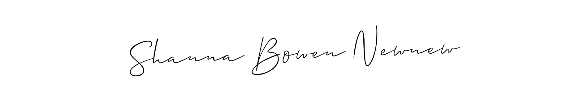 The best way (Allison_Script) to make a short signature is to pick only two or three words in your name. The name Shanna Bowen Newnew include a total of six letters. For converting this name. Shanna Bowen Newnew signature style 2 images and pictures png