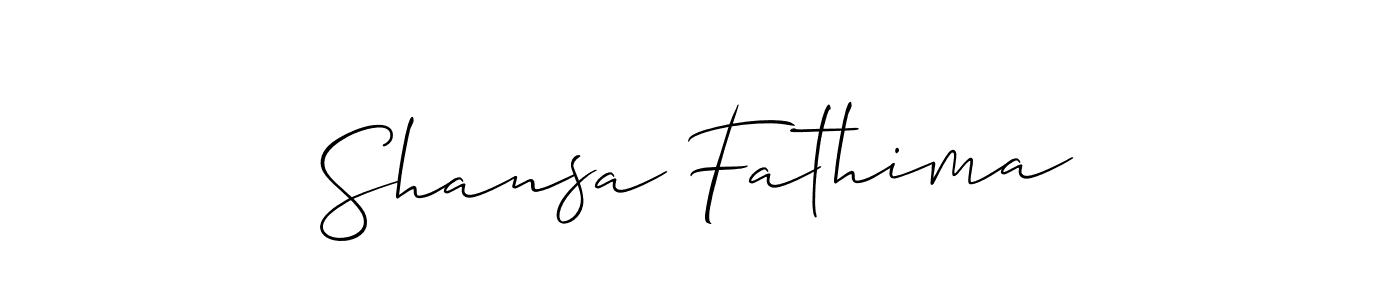 Make a beautiful signature design for name Shansa Fathima. With this signature (Allison_Script) style, you can create a handwritten signature for free. Shansa Fathima signature style 2 images and pictures png