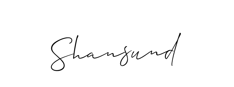 Similarly Allison_Script is the best handwritten signature design. Signature creator online .You can use it as an online autograph creator for name Shansund. Shansund signature style 2 images and pictures png