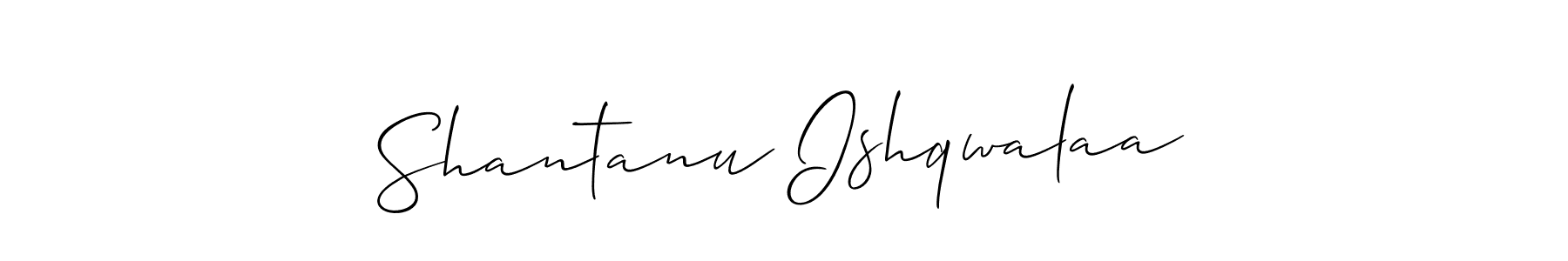 Allison_Script is a professional signature style that is perfect for those who want to add a touch of class to their signature. It is also a great choice for those who want to make their signature more unique. Get Shantanu Ishqwalaa name to fancy signature for free. Shantanu Ishqwalaa signature style 2 images and pictures png