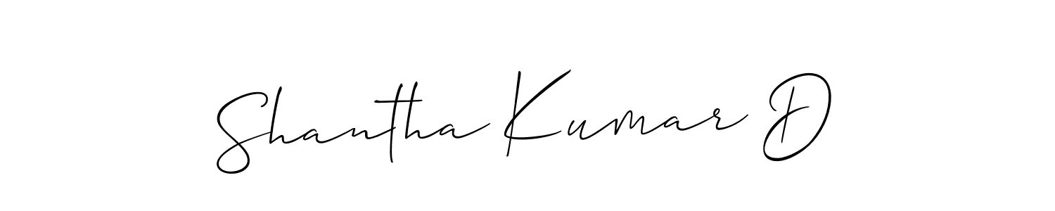 The best way (Allison_Script) to make a short signature is to pick only two or three words in your name. The name Shantha Kumar D include a total of six letters. For converting this name. Shantha Kumar D signature style 2 images and pictures png