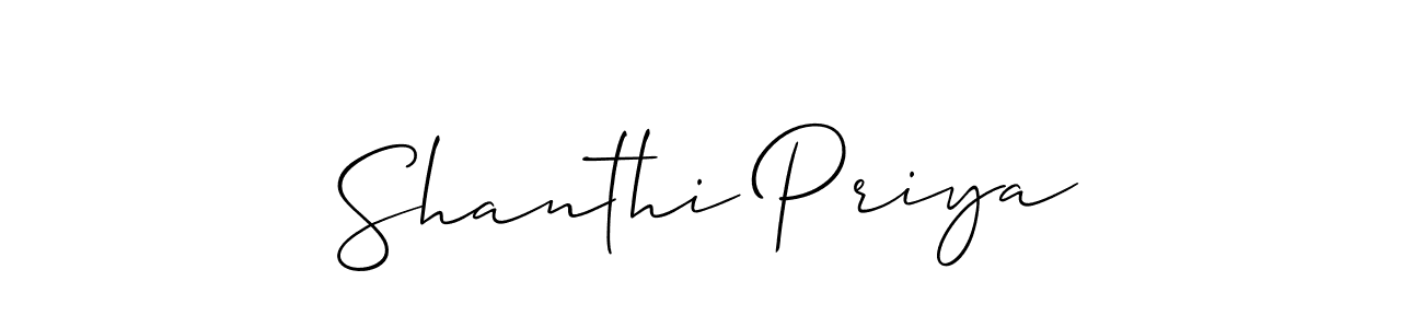 Make a short Shanthi Priya signature style. Manage your documents anywhere anytime using Allison_Script. Create and add eSignatures, submit forms, share and send files easily. Shanthi Priya signature style 2 images and pictures png