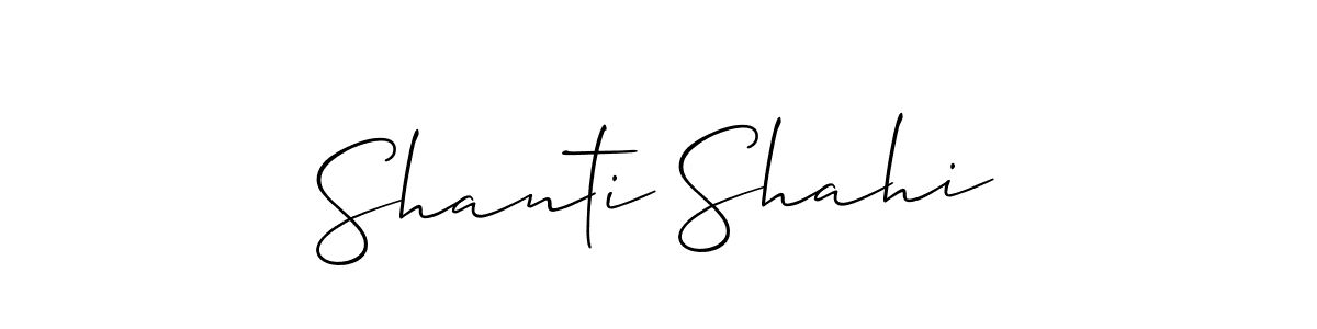 if you are searching for the best signature style for your name Shanti Shahi. so please give up your signature search. here we have designed multiple signature styles  using Allison_Script. Shanti Shahi signature style 2 images and pictures png