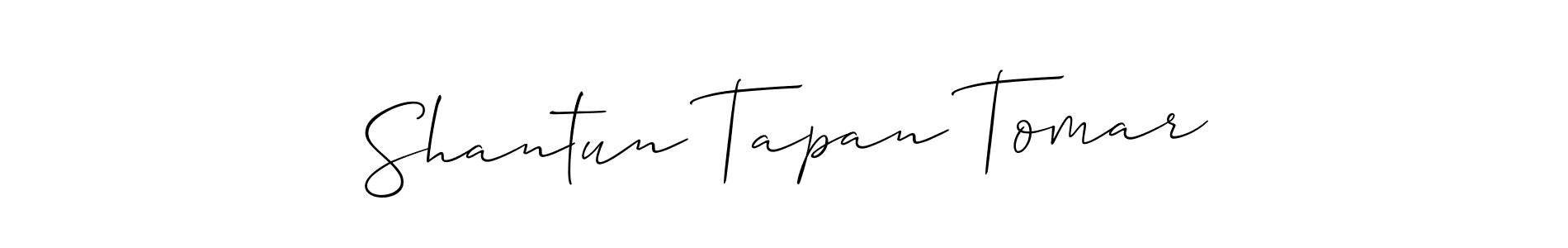 How to make Shantun Tapan Tomar name signature. Use Allison_Script style for creating short signs online. This is the latest handwritten sign. Shantun Tapan Tomar signature style 2 images and pictures png