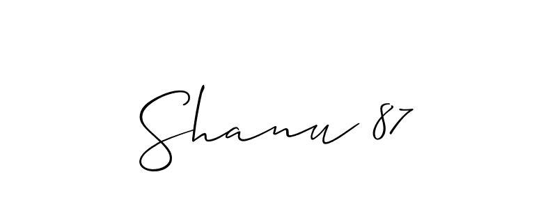 Make a beautiful signature design for name Shanu 87. With this signature (Allison_Script) style, you can create a handwritten signature for free. Shanu 87 signature style 2 images and pictures png