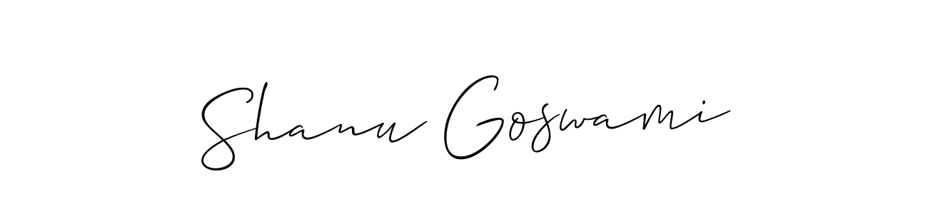 Allison_Script is a professional signature style that is perfect for those who want to add a touch of class to their signature. It is also a great choice for those who want to make their signature more unique. Get Shanu Goswami name to fancy signature for free. Shanu Goswami signature style 2 images and pictures png