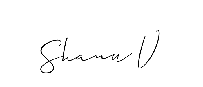 Also we have Shanu V name is the best signature style. Create professional handwritten signature collection using Allison_Script autograph style. Shanu V signature style 2 images and pictures png