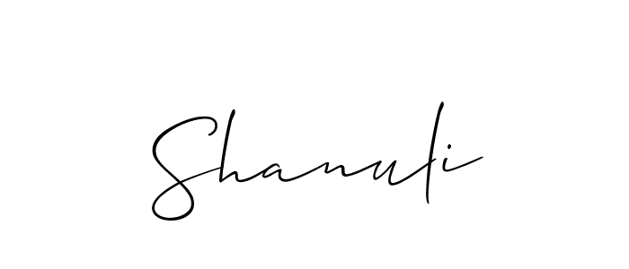 The best way (Allison_Script) to make a short signature is to pick only two or three words in your name. The name Shanuli include a total of six letters. For converting this name. Shanuli signature style 2 images and pictures png