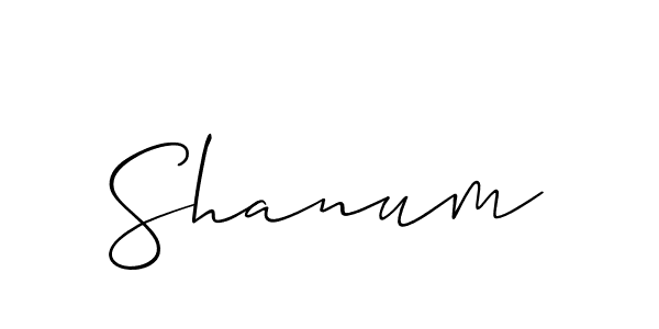 Use a signature maker to create a handwritten signature online. With this signature software, you can design (Allison_Script) your own signature for name Shanum. Shanum signature style 2 images and pictures png