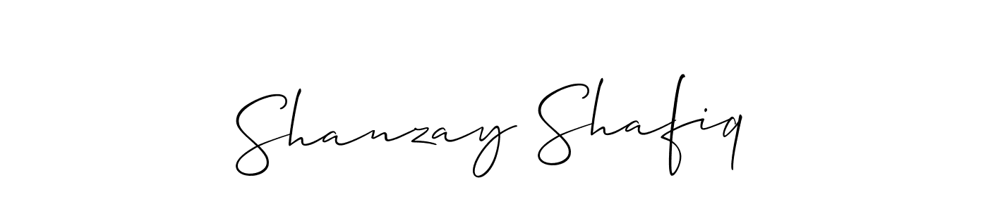 How to make Shanzay Shafiq name signature. Use Allison_Script style for creating short signs online. This is the latest handwritten sign. Shanzay Shafiq signature style 2 images and pictures png