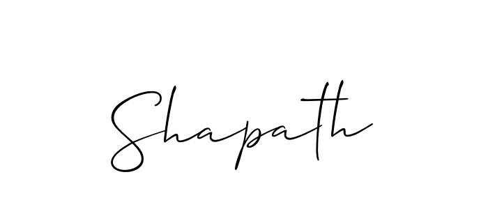Make a beautiful signature design for name Shapath. With this signature (Allison_Script) style, you can create a handwritten signature for free. Shapath signature style 2 images and pictures png