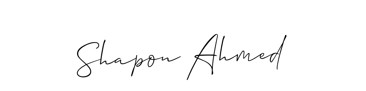Create a beautiful signature design for name Shapon Ahmed. With this signature (Allison_Script) fonts, you can make a handwritten signature for free. Shapon Ahmed signature style 2 images and pictures png