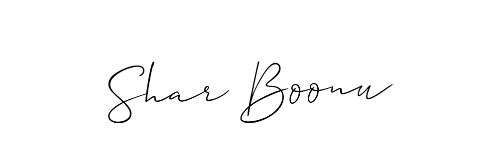 How to make Shar Boonu name signature. Use Allison_Script style for creating short signs online. This is the latest handwritten sign. Shar Boonu signature style 2 images and pictures png