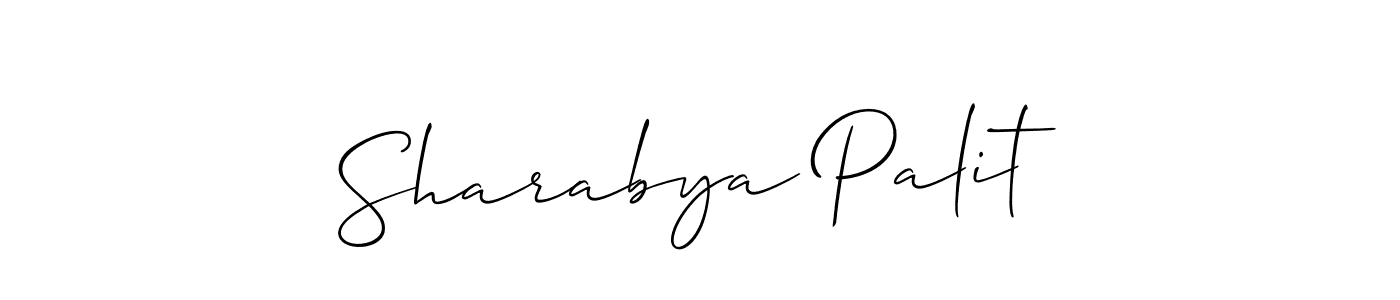 How to make Sharabya Palit name signature. Use Allison_Script style for creating short signs online. This is the latest handwritten sign. Sharabya Palit signature style 2 images and pictures png