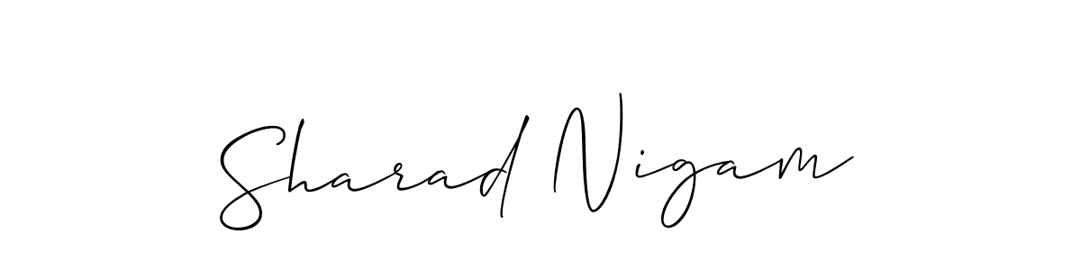 The best way (Allison_Script) to make a short signature is to pick only two or three words in your name. The name Sharad Nigam include a total of six letters. For converting this name. Sharad Nigam signature style 2 images and pictures png