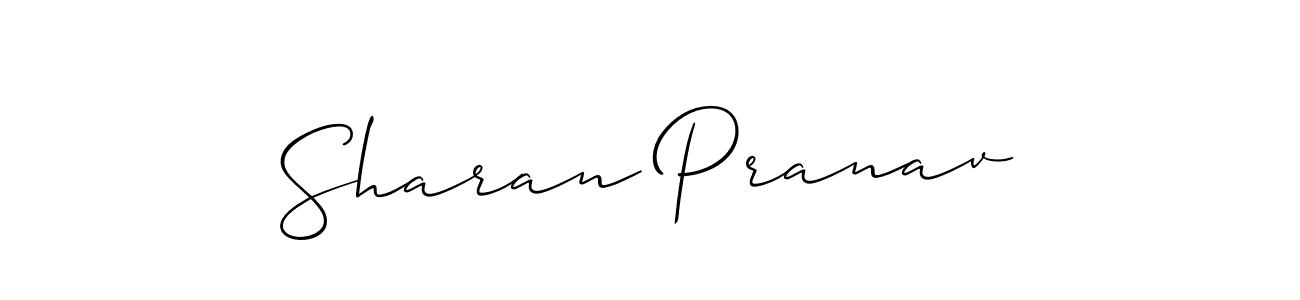 Make a short Sharan Pranav signature style. Manage your documents anywhere anytime using Allison_Script. Create and add eSignatures, submit forms, share and send files easily. Sharan Pranav signature style 2 images and pictures png