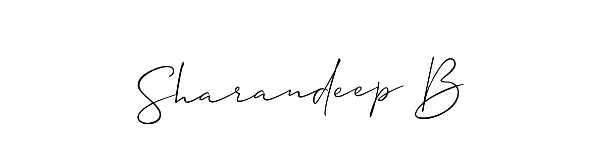 It looks lik you need a new signature style for name Sharandeep B. Design unique handwritten (Allison_Script) signature with our free signature maker in just a few clicks. Sharandeep B signature style 2 images and pictures png