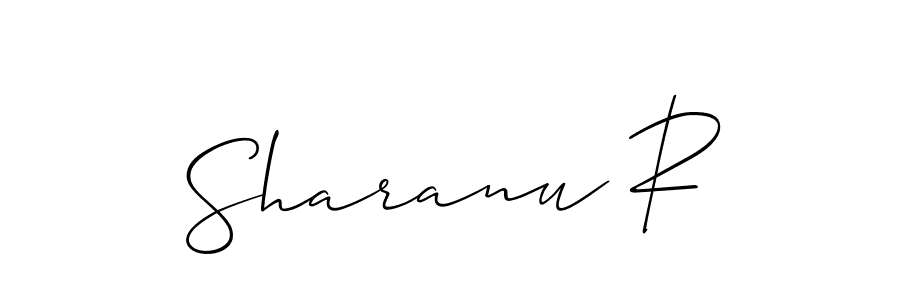 How to make Sharanu R name signature. Use Allison_Script style for creating short signs online. This is the latest handwritten sign. Sharanu R signature style 2 images and pictures png