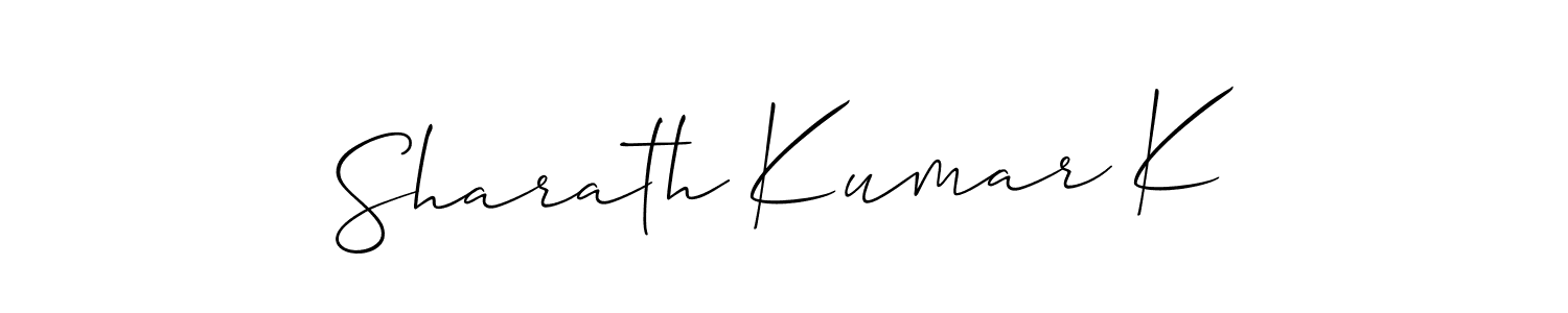 Allison_Script is a professional signature style that is perfect for those who want to add a touch of class to their signature. It is also a great choice for those who want to make their signature more unique. Get Sharath Kumar K name to fancy signature for free. Sharath Kumar K signature style 2 images and pictures png