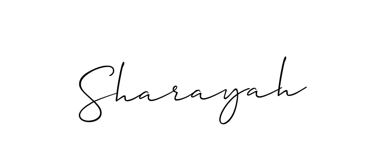 Use a signature maker to create a handwritten signature online. With this signature software, you can design (Allison_Script) your own signature for name Sharayah. Sharayah signature style 2 images and pictures png