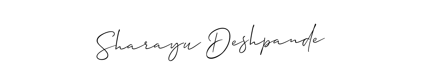 How to make Sharayu Deshpande signature? Allison_Script is a professional autograph style. Create handwritten signature for Sharayu Deshpande name. Sharayu Deshpande signature style 2 images and pictures png