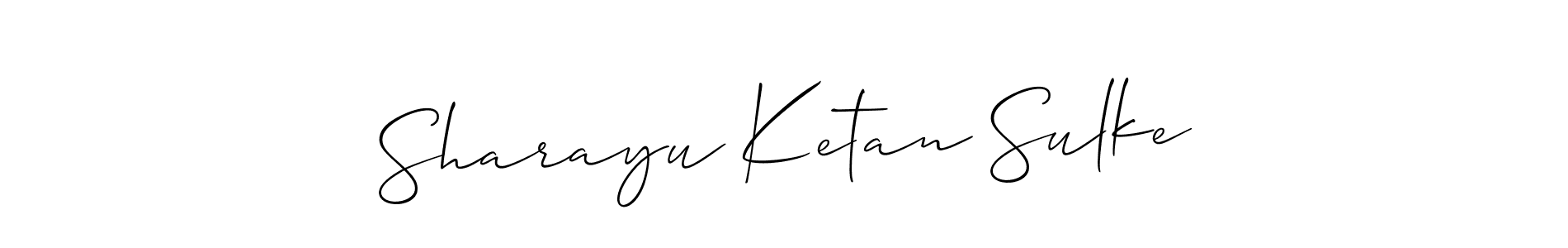 Allison_Script is a professional signature style that is perfect for those who want to add a touch of class to their signature. It is also a great choice for those who want to make their signature more unique. Get Sharayu Ketan Sulke name to fancy signature for free. Sharayu Ketan Sulke signature style 2 images and pictures png